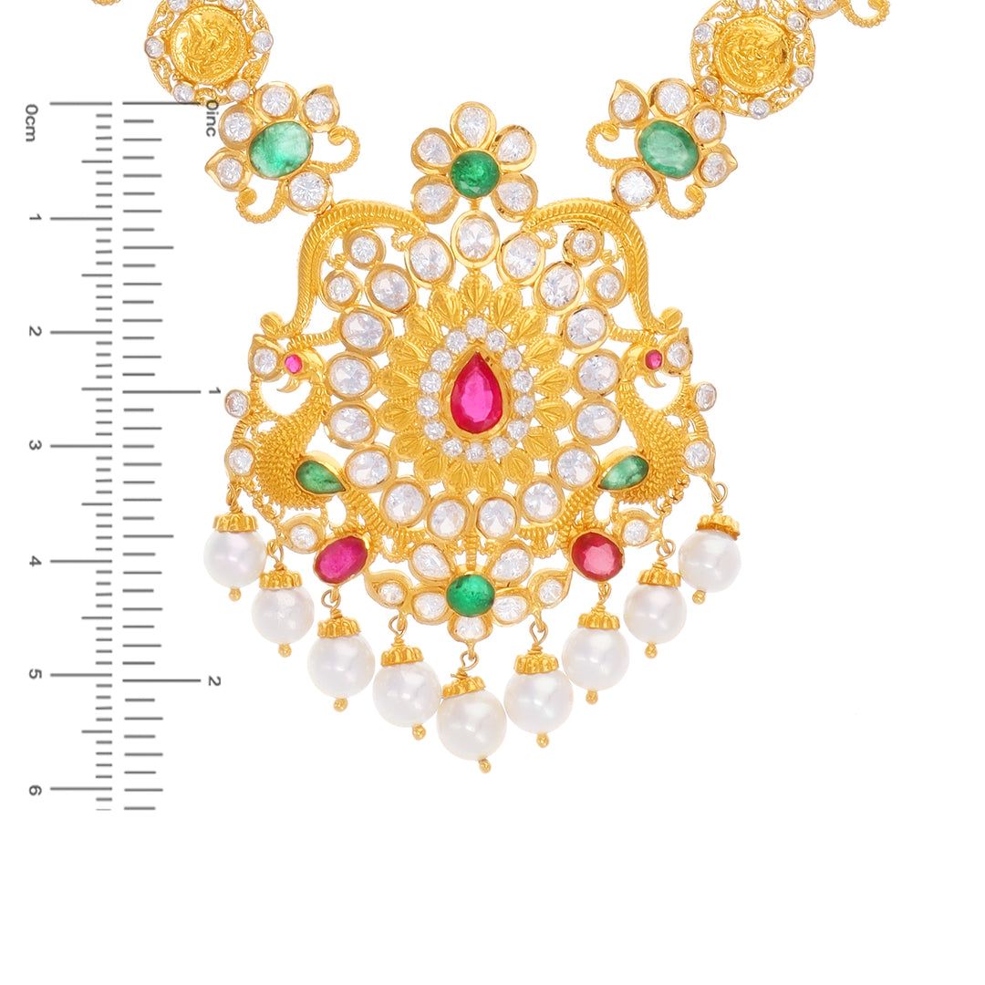 Magnificent Antique Laxmi Patta Haaram With Gemstones in 22K Gold