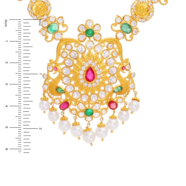 Magnificent Antique Laxmi Patta Haaram With Gemstones in 22K Gold