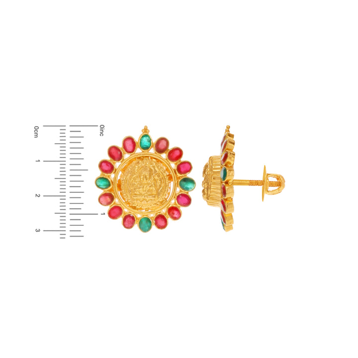 Alluring Antique Laxmi Coin Patta Haaram With Ruby & Emerald in 22K Gold