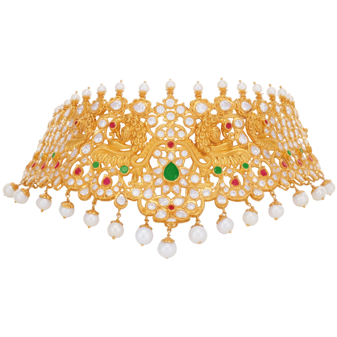 Charming Antique Choker Set With Gemstones in 22K Gold