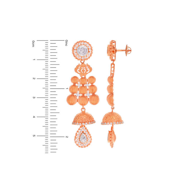 Enchanting Antique Necklace Set With White Polki & Pearl in 22K Rose Gold