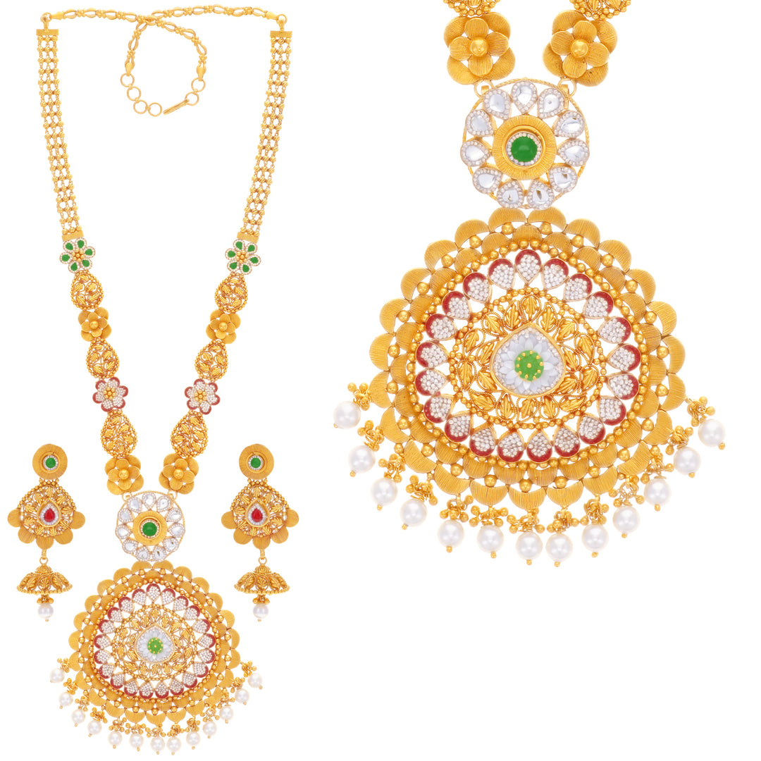 Charming Antique Patta Haaram With Kundan Gemstones in 22K Gold