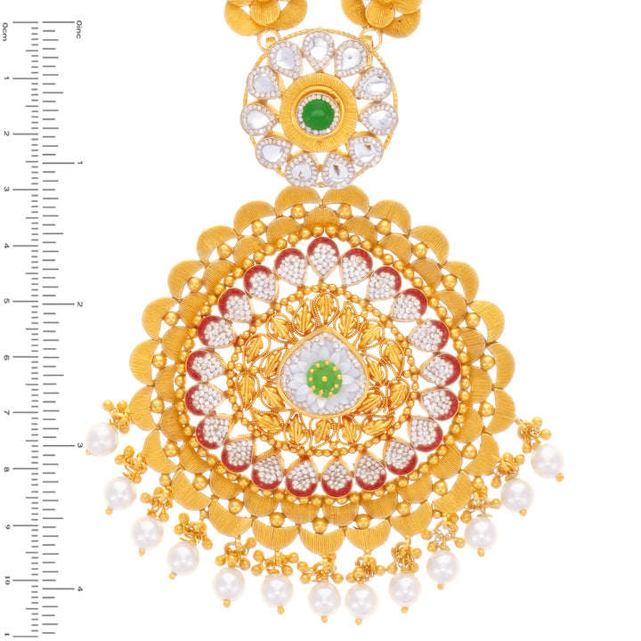 Charming Antique Patta Haaram With Kundan Gemstones in 22K Gold