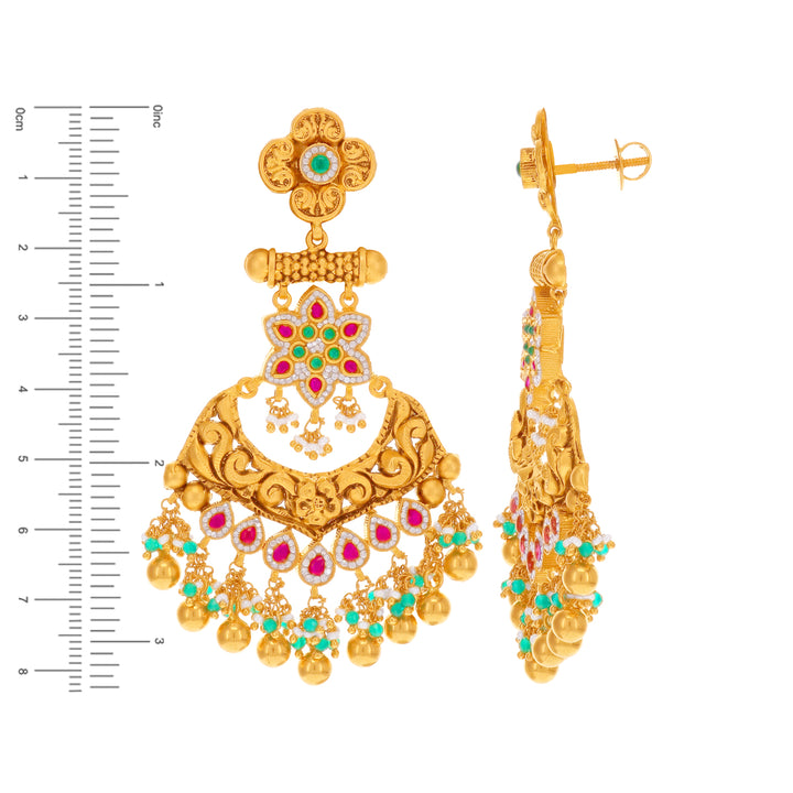 Detailed Antique Patta Haaram With Kundan & Gemstones in 22K Gold