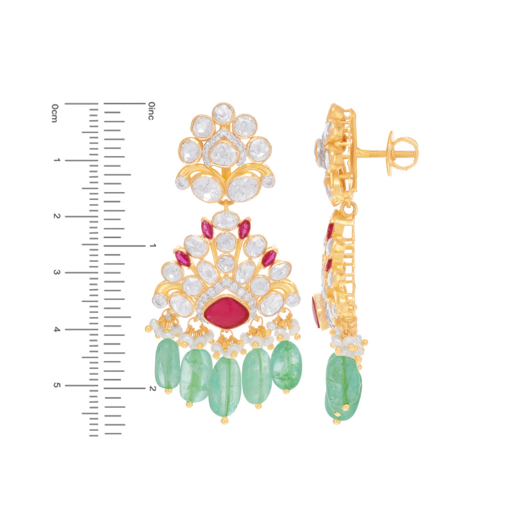 Elegant Antique Necklace Set With Kundan & Gemstones in 18K Gold