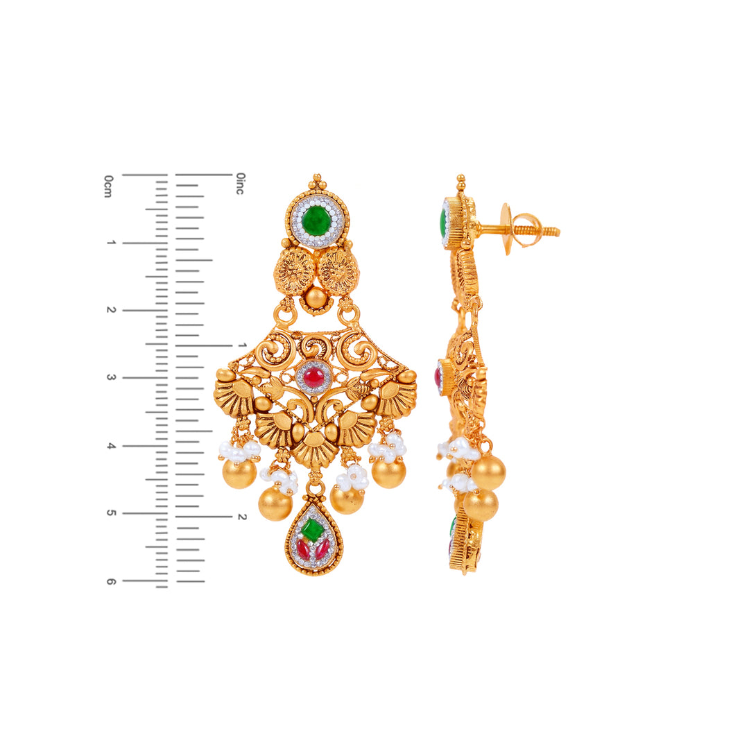 Ravishing Antique Choker Set With Kundan & Gemstones in 22K Gold