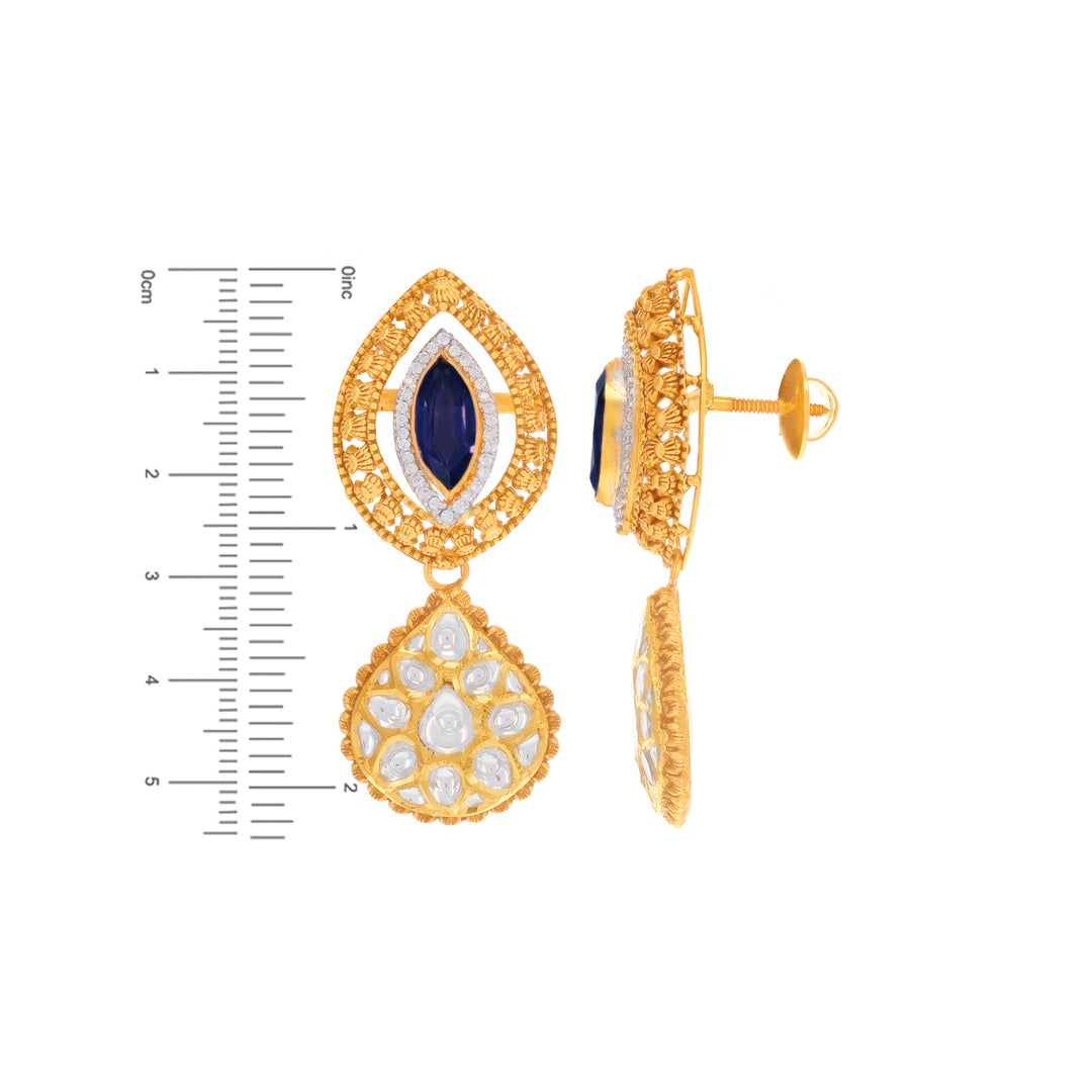 Precious Antique Necklace Set With Kundan & Gemstones in 22K Gold