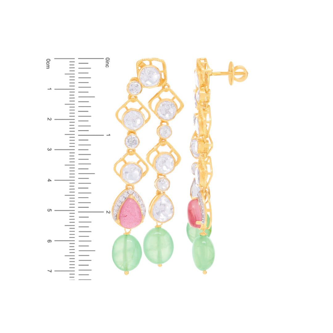 Beautiful Antique Necklace Set With Kundan & Gemstones in 18K Gold