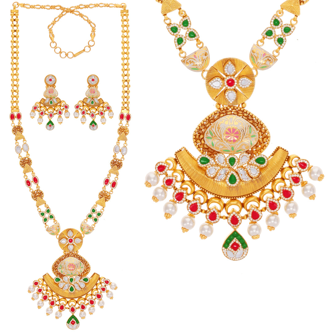 Precious Antique Paata Haaram With Kundan & Gemstones in 22K Gold