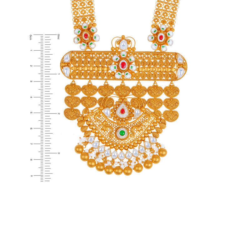 Intricate Antique Paata Haaram With Kundan & Gemstones in 22K Gold