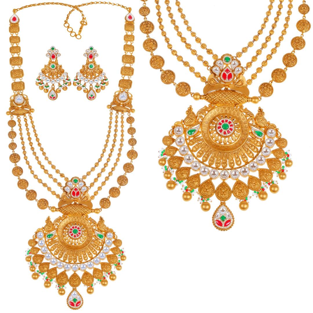 Lovely Antique Paata Haaram With Kundan & Gemstones in 22K Gold