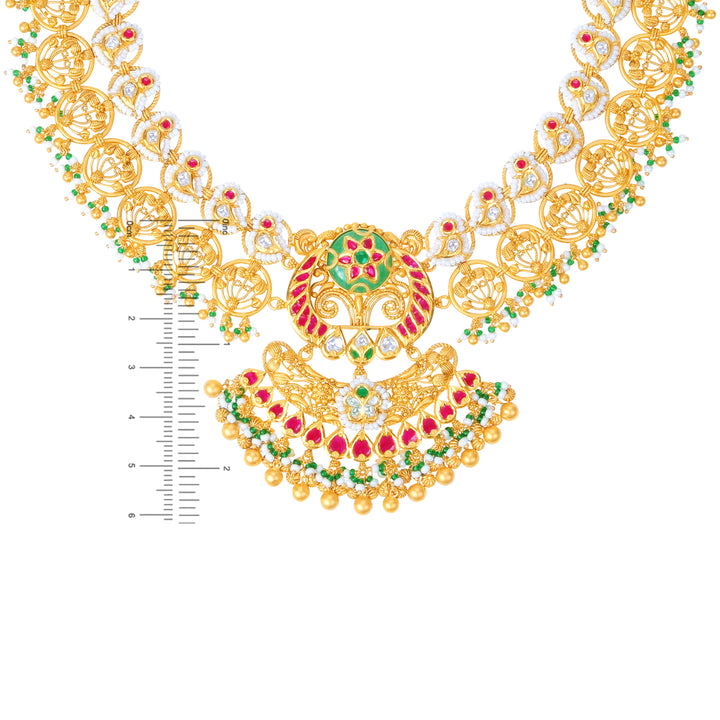 Alluring Antique Necklace Set With Kundan & Gemstones in 22K Gold