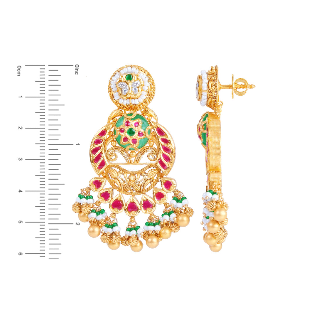 Alluring Antique Necklace Set With Kundan & Gemstones in 22K Gold