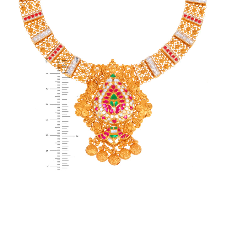 Captivating Antique Necklace Set With Kundan & Gemstones in 22K Gold