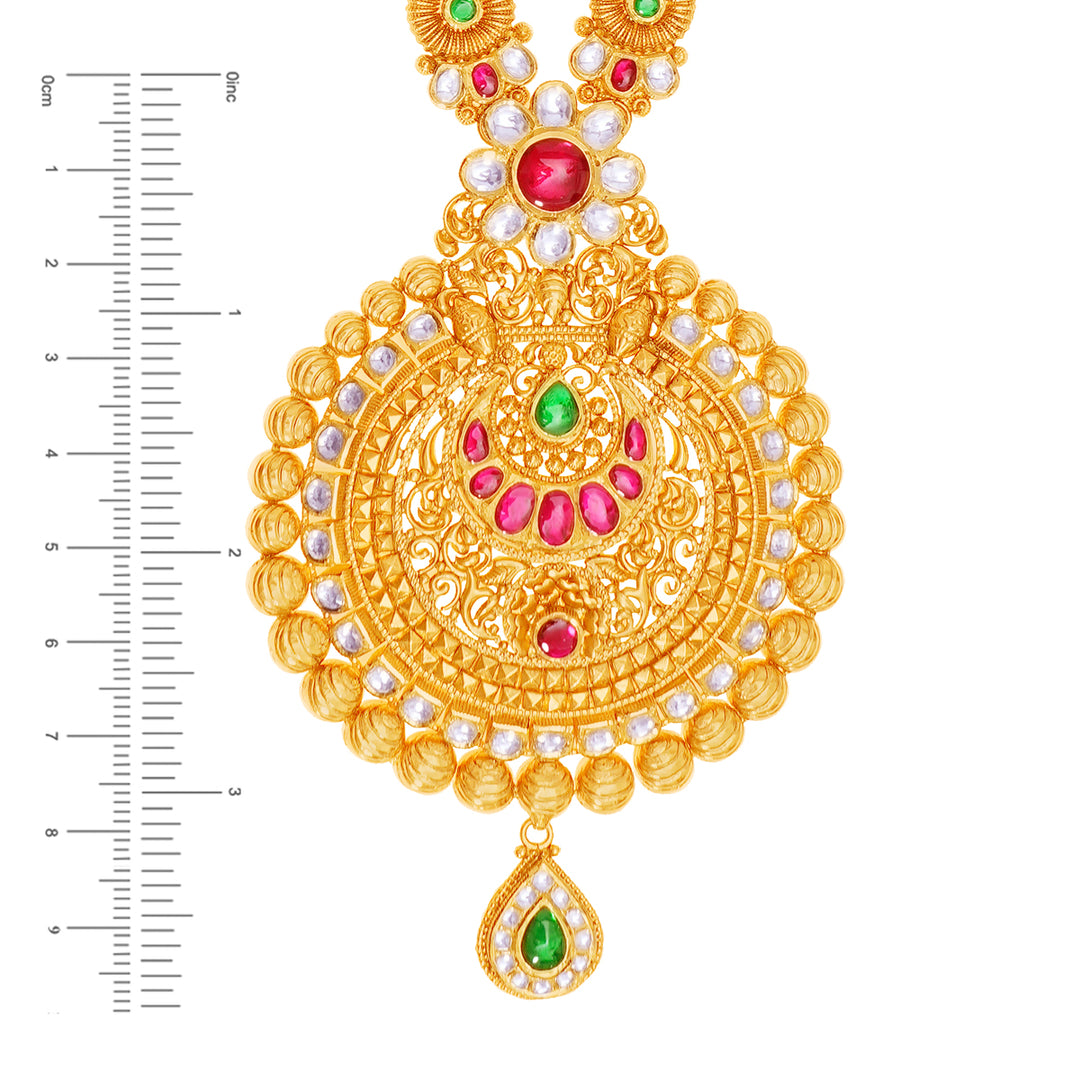 Precious Antique Paata Haaram With Kundan & Gemstones in 22K Gold