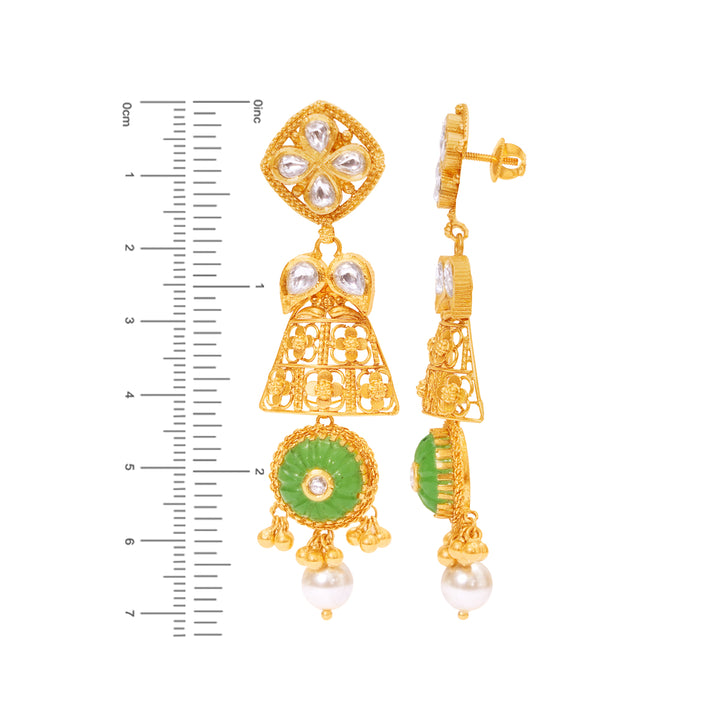 Ravishing Antique Necklace Set With Kundan & Gemstones in 22K Gold