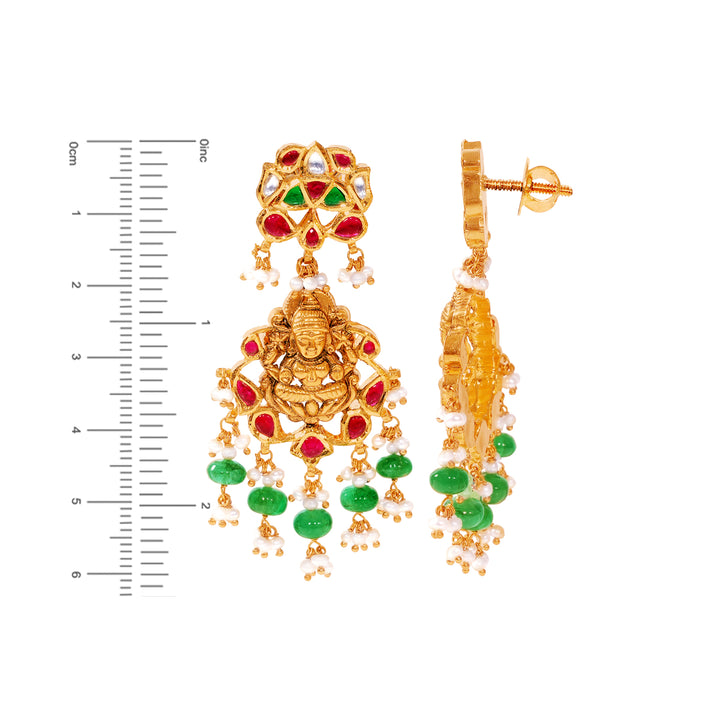 Brilliant Laxmi Antique Choker Set With Kundan & Gemstones in 22K Gold