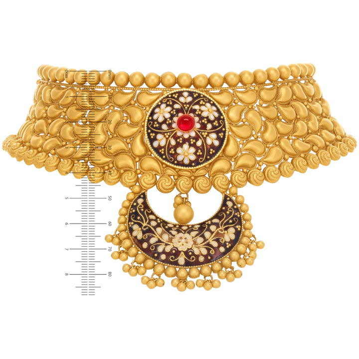 Magnificent Antique Minakari Choker Set With Gemstones in 22K Gold