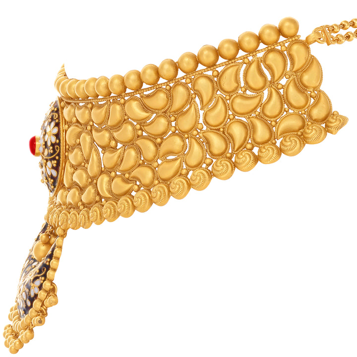 Magnificent Antique Minakari Choker Set With Gemstones in 22K Gold