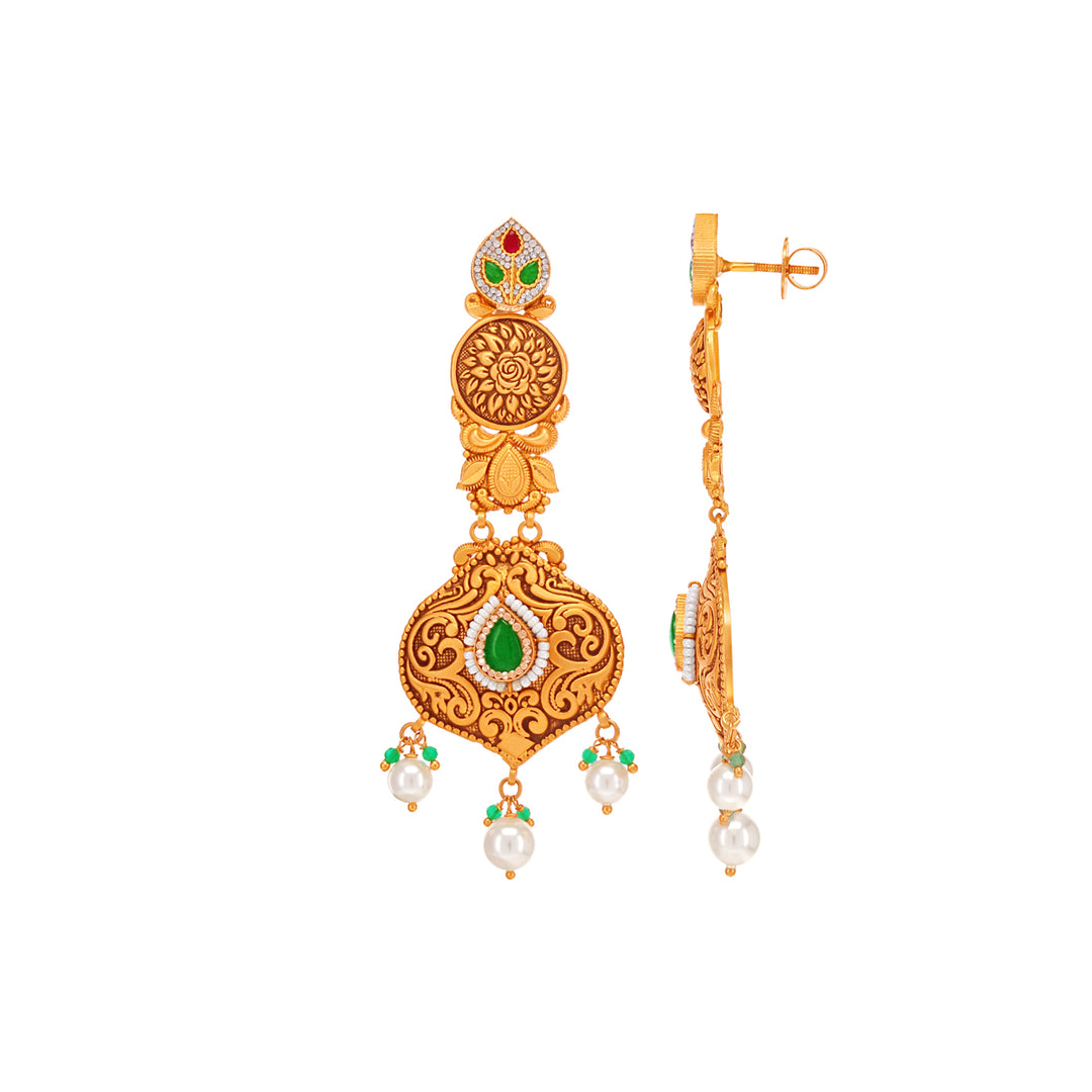Ravishing Antique Choker Set & Maang Tikka With Gemstones in 22K Gold