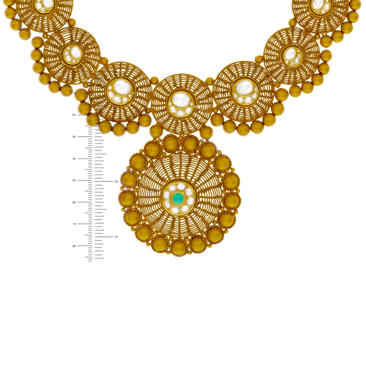 Attractive Antique Necklace Set With Kundan & Gemstones in 22K Gold