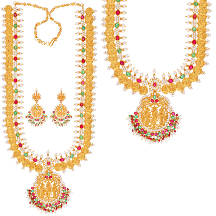 Intricate Antique Ram Parivar Patta Haaram in 22K Gold