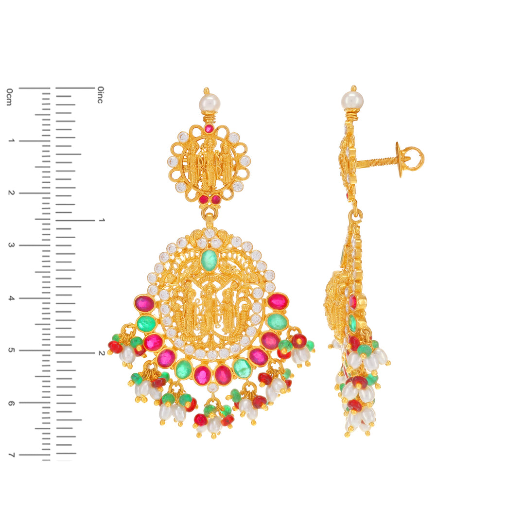 Intricate Antique Ram Parivar Patta Haaram in 22K Gold