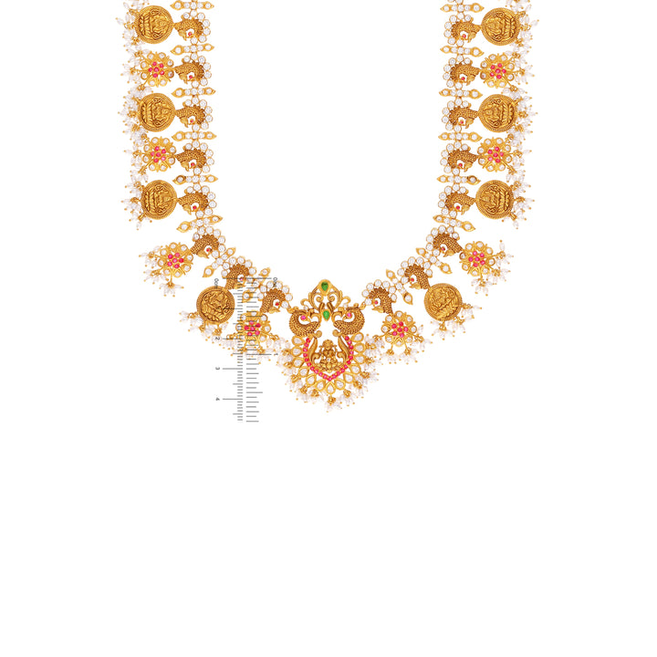 Artistic Antique Paata Haaram With Gemstones in 22K Gold