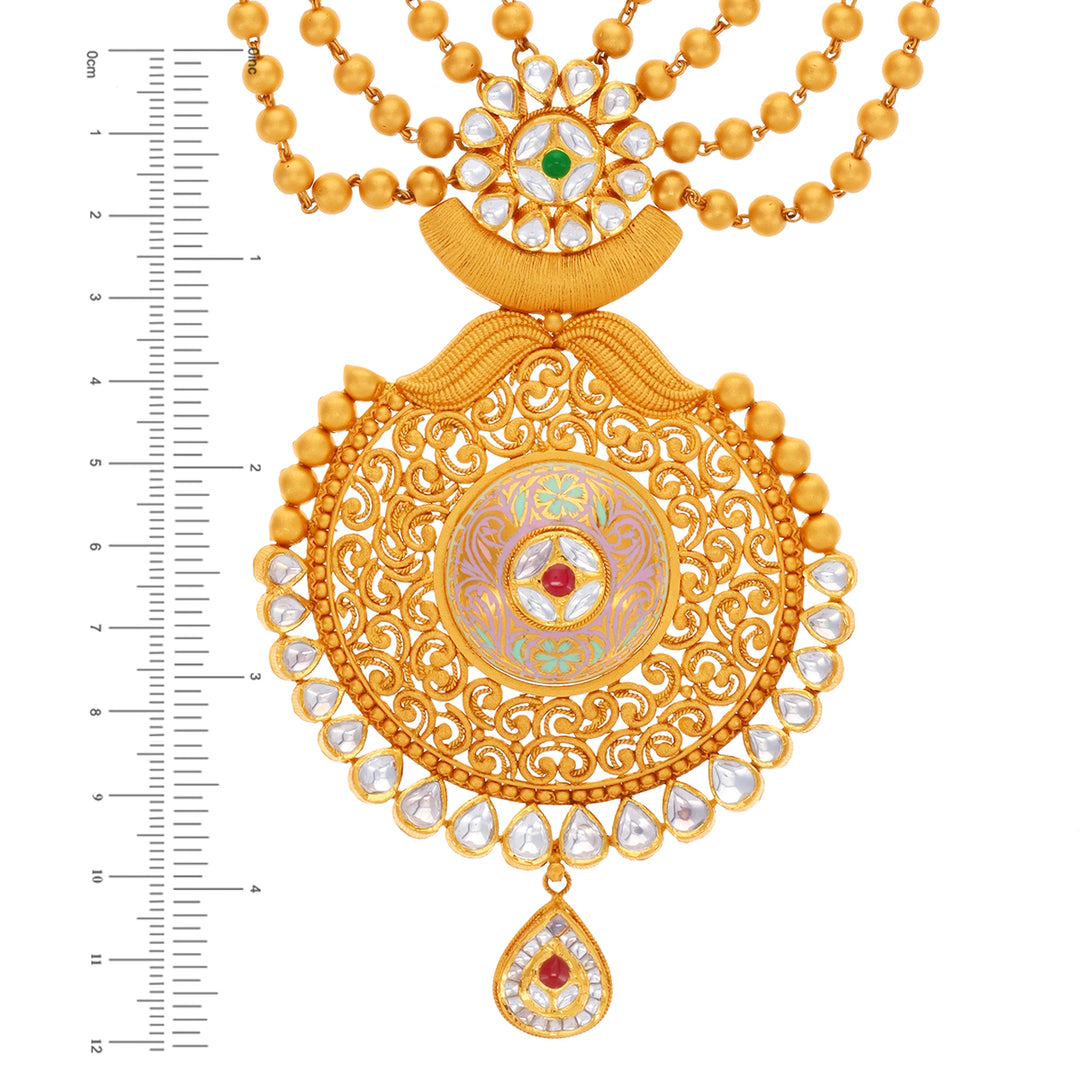 Artistic Antique Paata Haaram With Kundan & Gemstones in 22K Gold