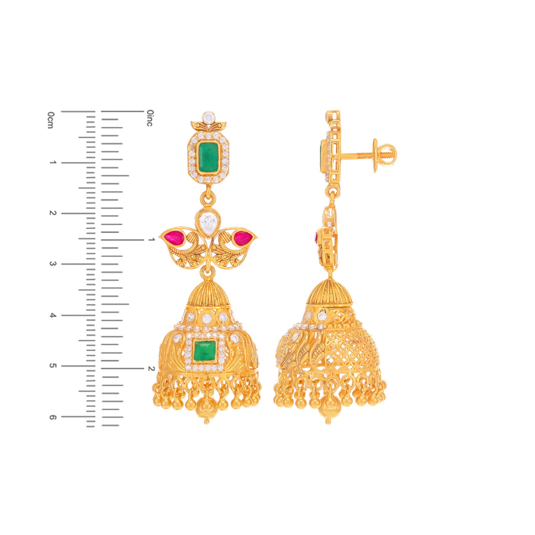 Precious Antique Patta Haaram With Ruby Emerald & CZ in 22K Gold