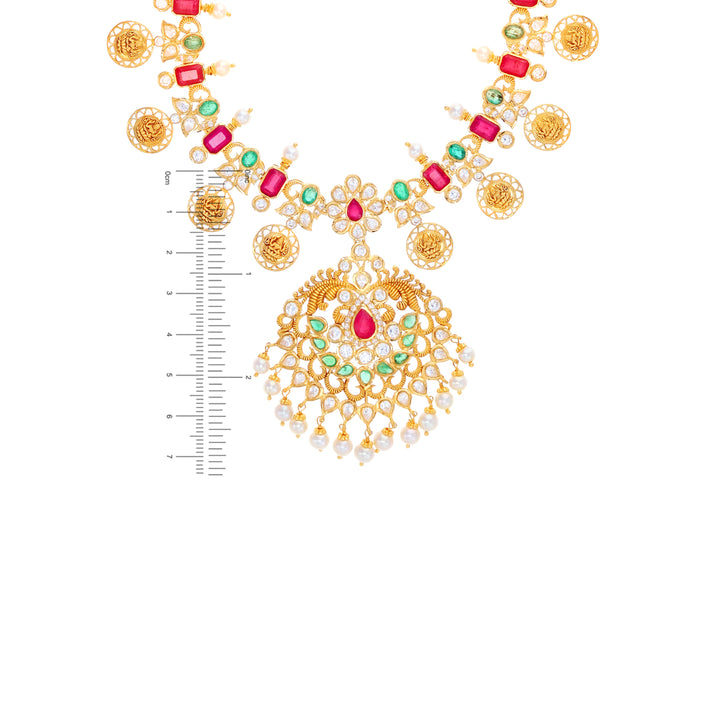 Beautiful Antique Laxmi Patta Haaram With Gemstones in 22K Gold