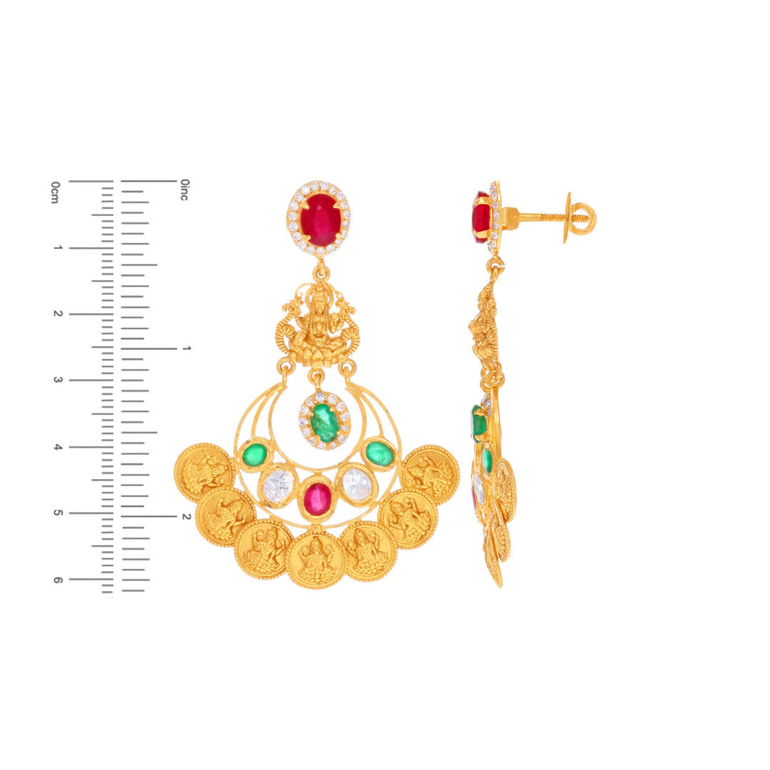 Lovely Antique Laxmi Coin Patta Haaram With Gemstones in 22K Gold