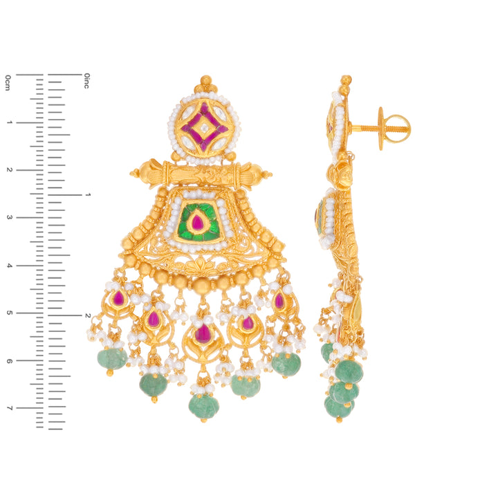 Classic Antique Patta Haaram With Kundan & Gemstones in 22K Gold