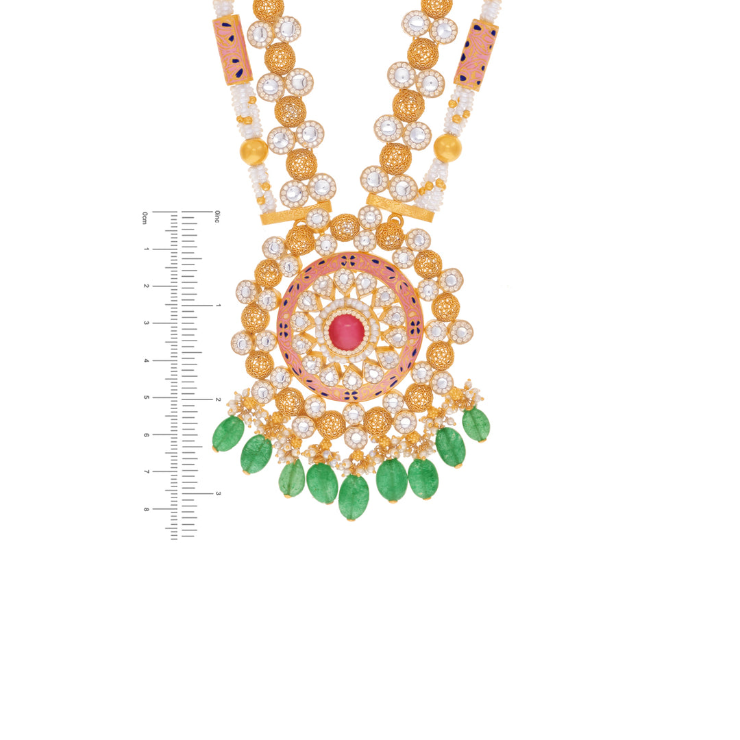 Enchanting Minakari Patta Haarm With Kundan & Gemstones in 22K Gold