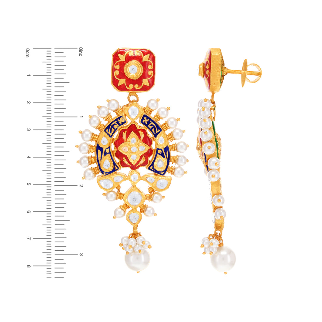 Elegant Antique Necklace Set With Pearl & Kundan in 22K Gold