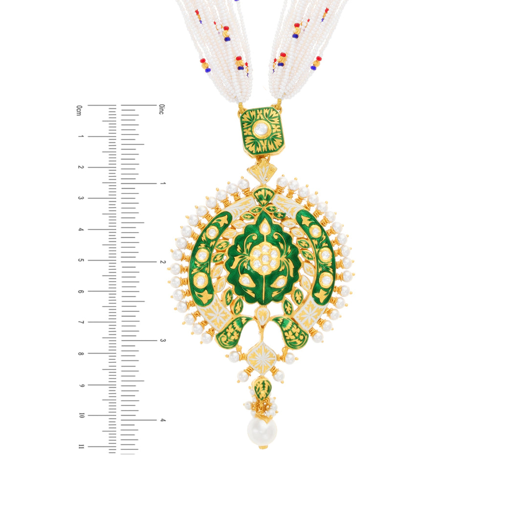 Elegant Antique Necklace Set With Pearl & Kundan in 22K Gold