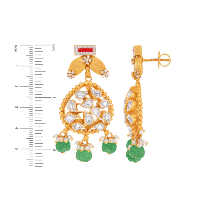 Gorgeous Antique Necklace Set With Kundan & Gemstones in 22K Gold