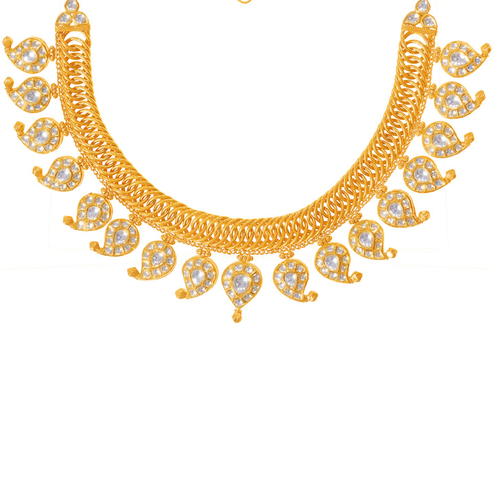 Captivating Mango Antique Necklace Set With Kundan & Gemstones in 22K Gold