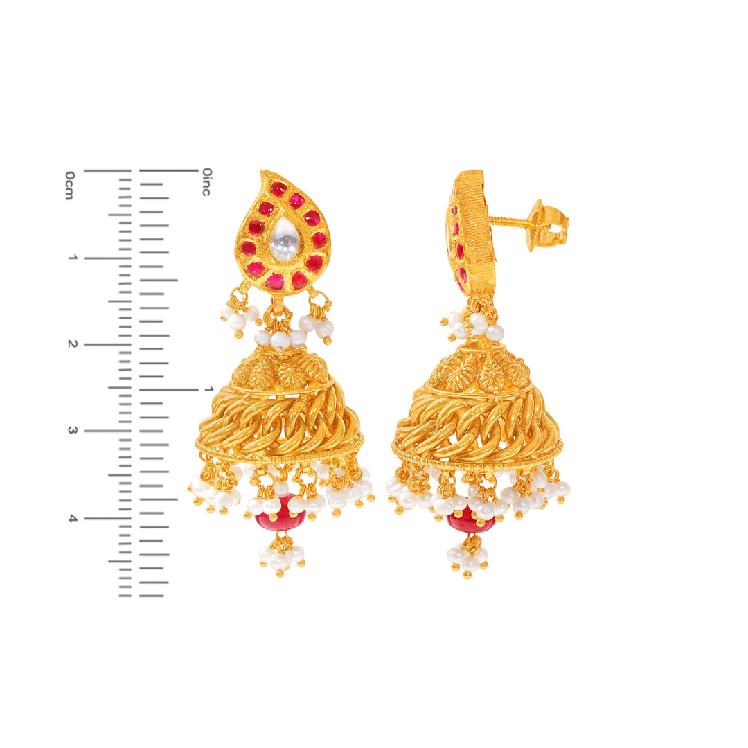 Fascinating Laxmi Antique Necklace Set With Kundan & Gemstones in 22K Gold