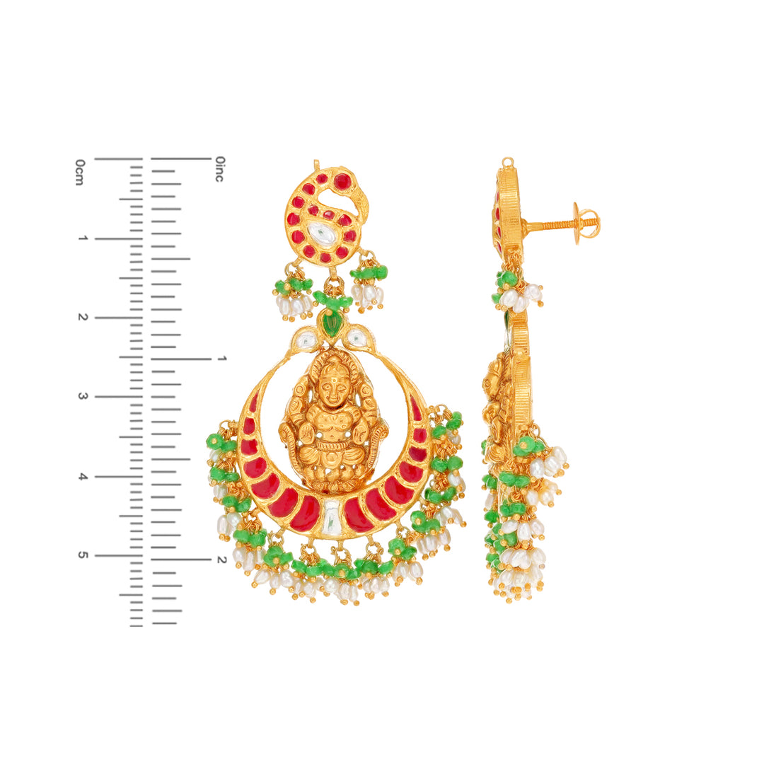 Classic Antique Laxmi Gutta Pusalu Necklace Set With Kundan & Gemstones in 22K Gold