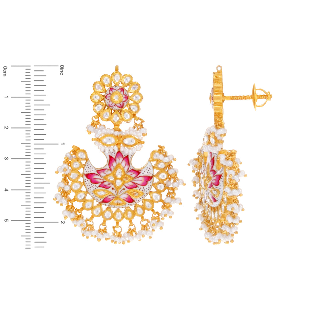 Delightful Minakari Necklace Set With Kundan & Gemstones in 22K Gold