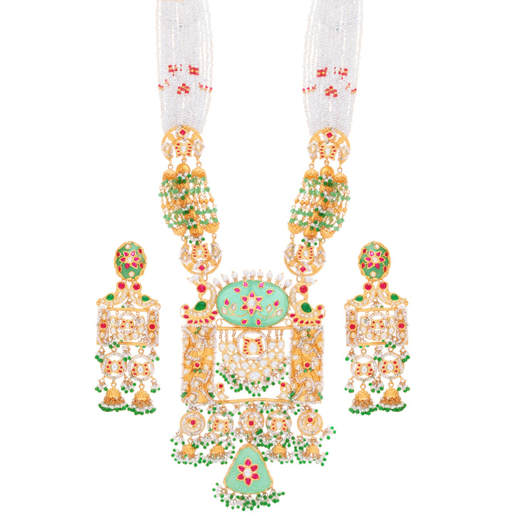 Graceful Antique Paata Haaram With Kundan & Gemstones in 22K Gold