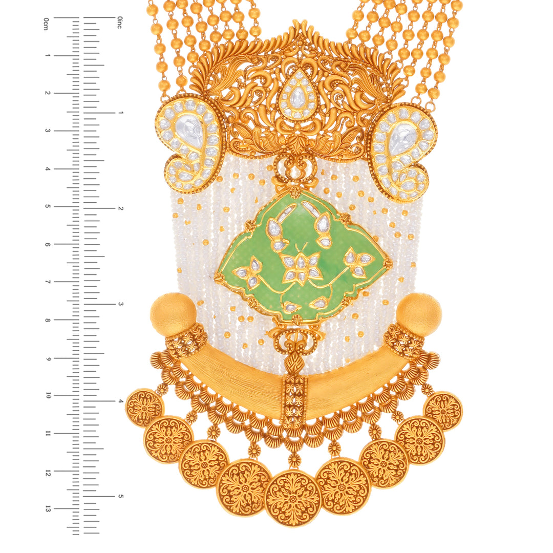 Attractive Antique Patta Haarm With Kundan & Gemstones in 22K Gold
