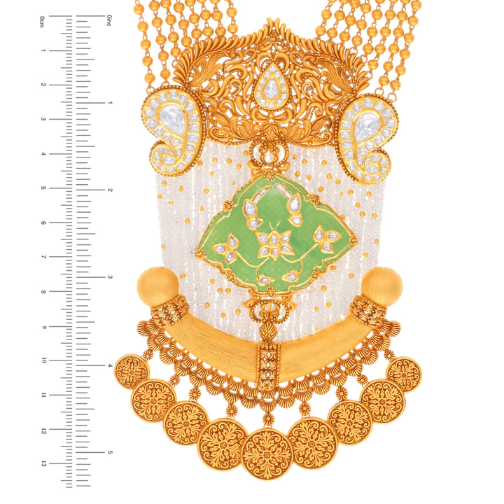 Attractive Antique Patta Haarm With Kundan & Gemstones in 22K Gold