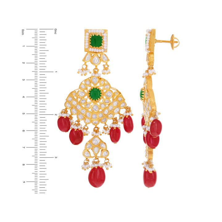 Artistic Antique Necklace Set With Kundan & Gemstones in 22K Gold