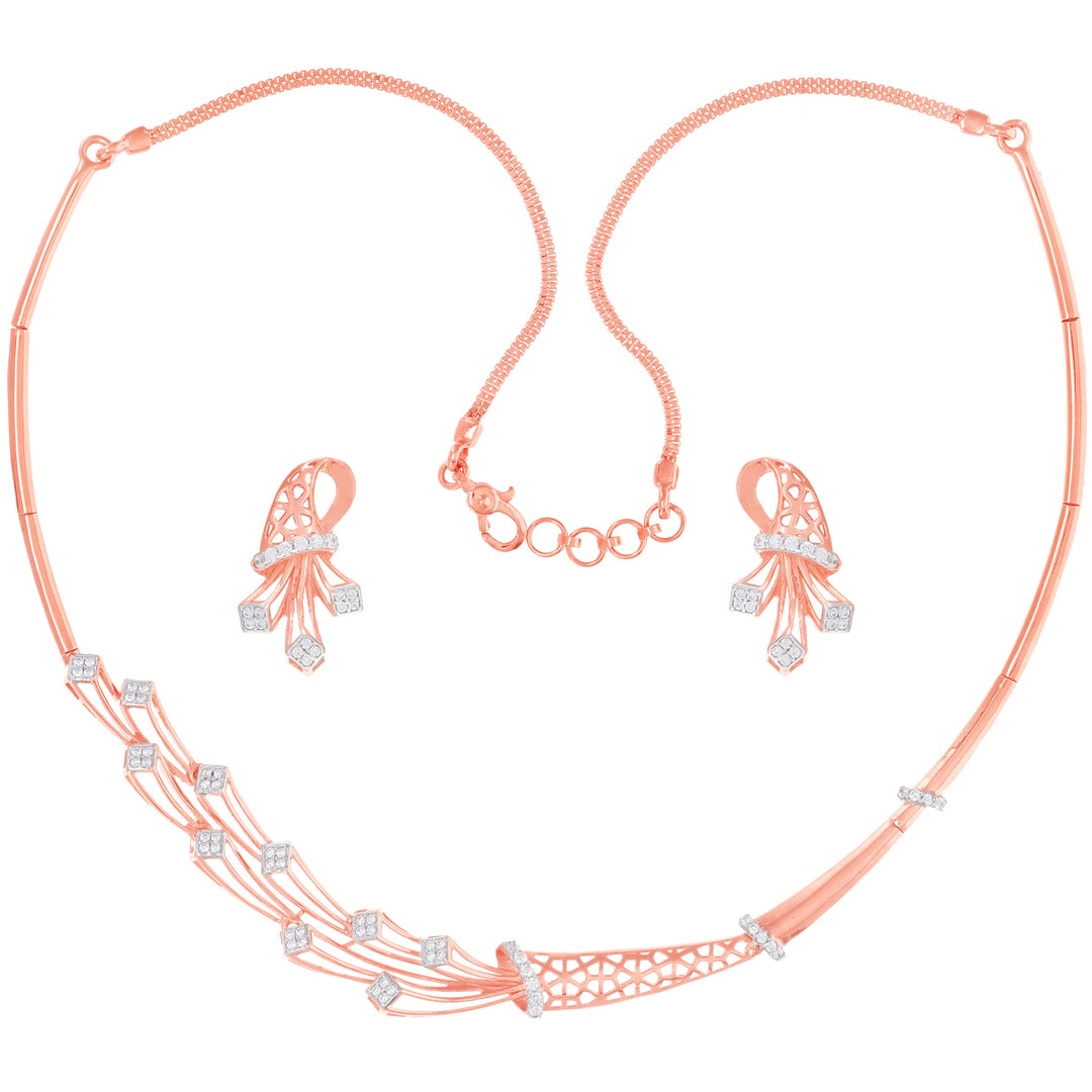 Gorgeous Necklace Set With CZ in 18K Rose Gold