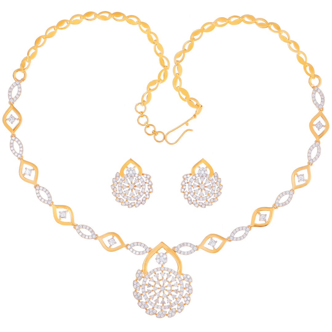 Alluring Necklace Set With CZ in 22K Gold