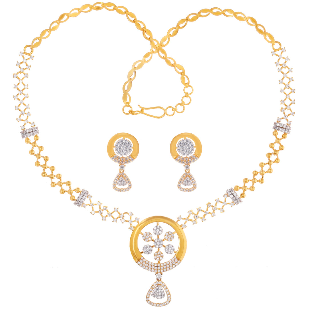 Attractive Necklace Set With CZ in 22K Gold
