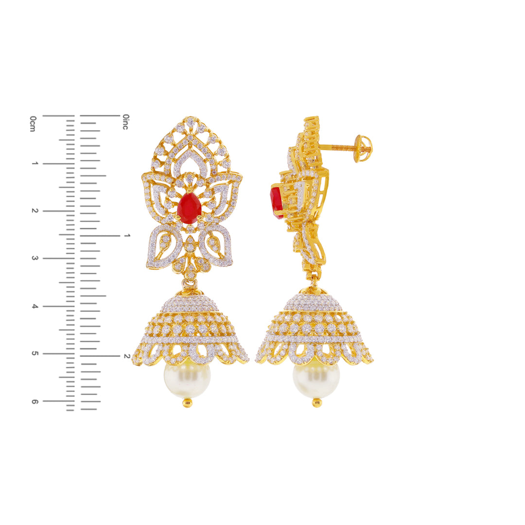 Charming Patta Haaram with Ruby  Pearl & CZ in 22K Gold