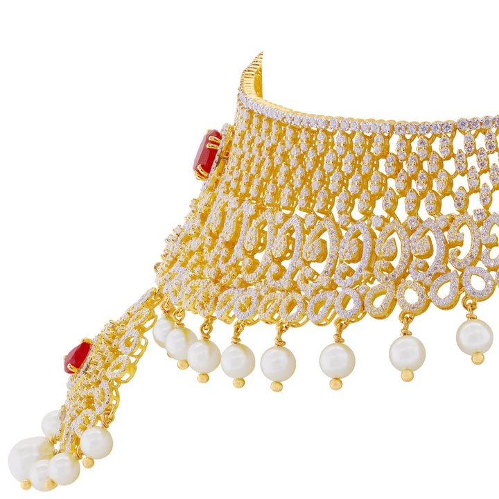 Classic Necklace Set with Changeable Gemstones in 22K Gold